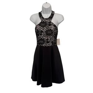 B. DARLIN All Lace Top Racerback Dress Sz 3/4 Black Whimsigoth New Halter Skater